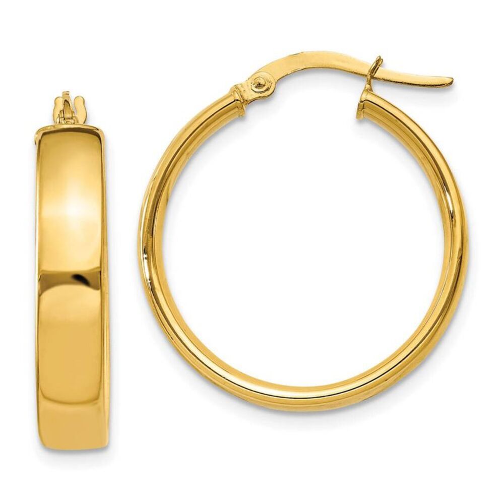 4.75mm x 23mm Polished 14k Yellow Gold Round Hoop Earrings